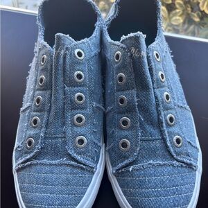 Blowfish Blue Frayed Slip-Ons